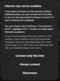 no internet warning